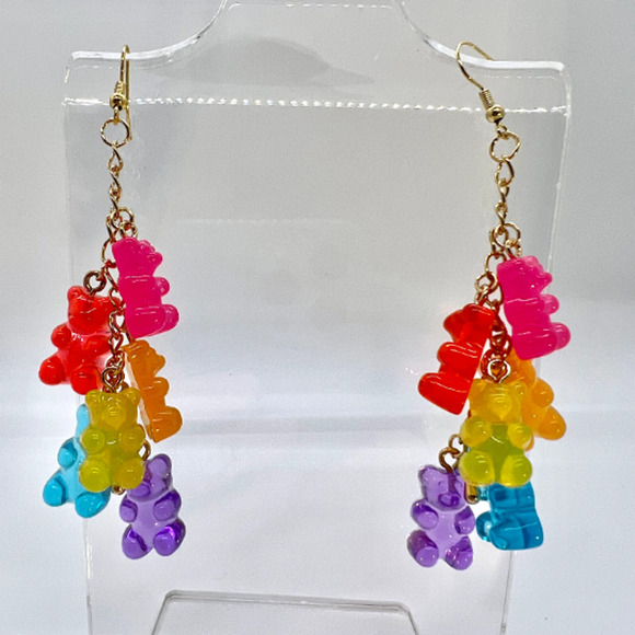 Gummy Bear Earrings - Chandelier Dangle Earrings - Y2K Kidcore Earrings - Picture 1 of 7